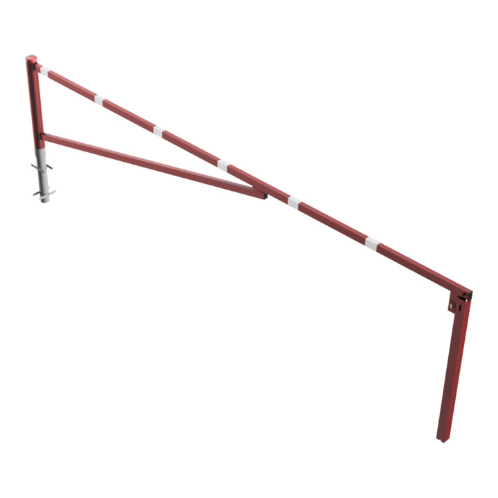 Schake Drehschranke 4,50m + Profilzylinder Drehpfosten: Ø 102mm, Schrankenarm: 60x40mm inkl. 2 Auflagepfosten, zum Einbetonieren, beschichtet, rot / weiß