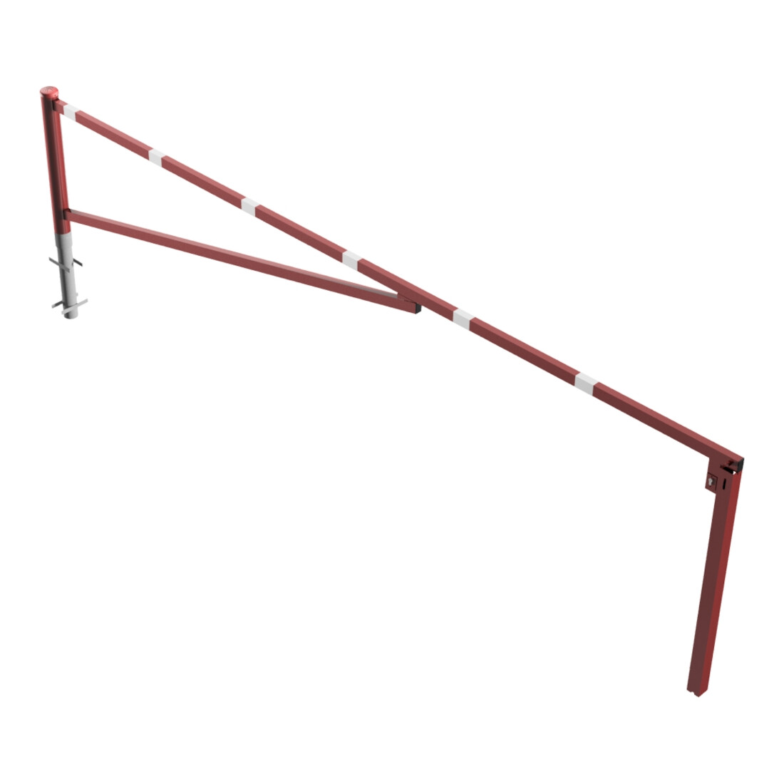 Schake Drehschranke 4,50m + Profilzylinder Drehpfosten: Ø 102mm, Schrankenarm: 60x40mm inkl. 2 Auflagepfosten, zum Einbetonieren, beschichtet, rot / weiß