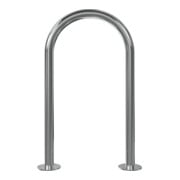 Schake Edelstahl, Rundbügel Ø48 mm Breite: 460mm, Höhe: 800mm + Bodenplatten zum Aufdübeln, geschliffen-2