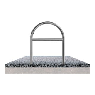 Schake Edelstahl, Rundbügel Ø48 mm + Querholm Länge: 650mm, Höhe: 800mm + Bodenplatten zum Aufdübeln