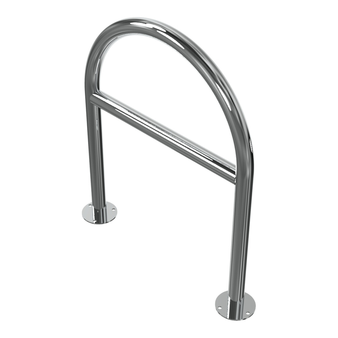 Schake Edelstahl, Rundbügel Ø48 mm + Querholm Länge: 650mm, Höhe: 800mm + Bodenplatten zum Aufdübeln