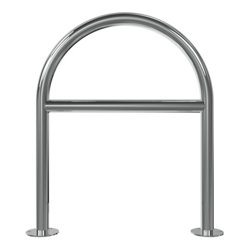 Schake Edelstahl, Rundbügel Ø48 mm + Querholm Länge: 650mm, Höhe: 800mm + Bodenplatten zum Aufdübeln