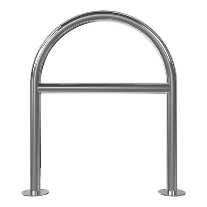 Schake Edelstahl, Rundbügel Ø48 mm + Querholm Länge: 650mm, Höhe: 800mm + Bodenplatten zum Aufdübeln