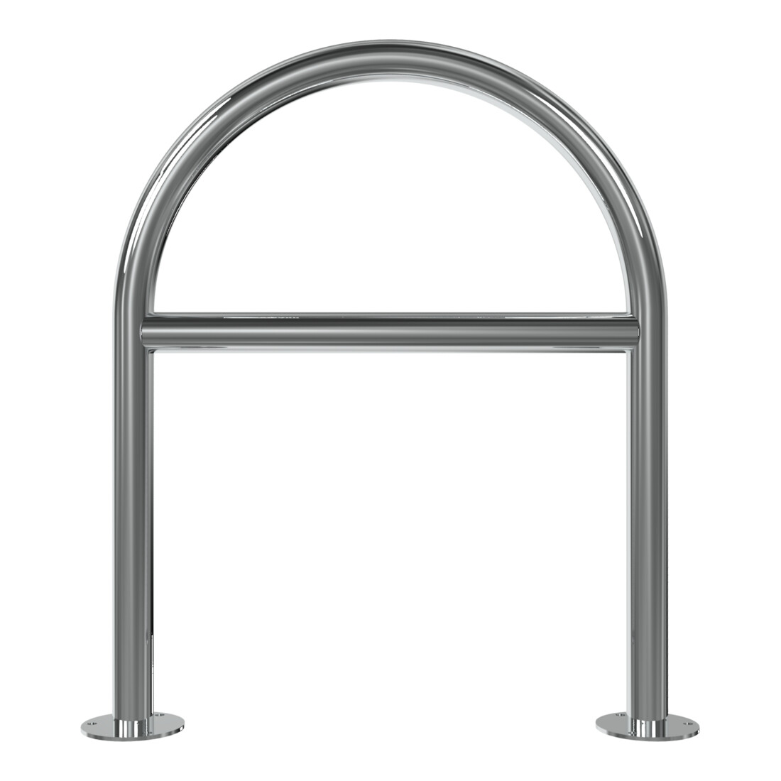 Schake Edelstahl, Rundbügel Ø48 mm + Querholm Länge: 650mm, Höhe: 800mm + Bodenplatten zum Aufdübeln