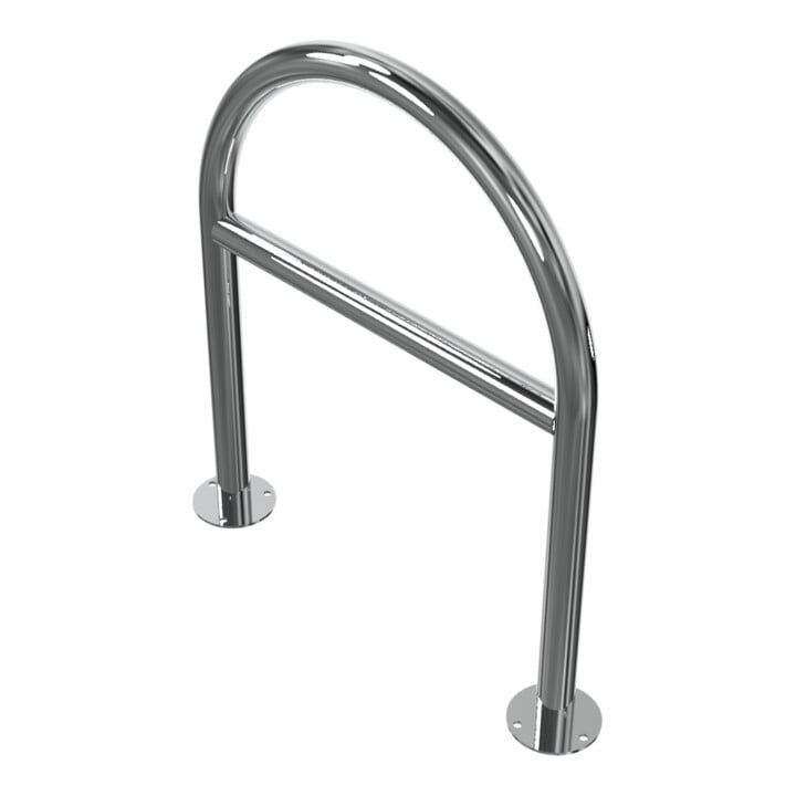 Schake Edelstahl, Rundbügel Ø48 mm + Querholm Länge: 650mm, Höhe: 800mm + Bodenplatten zum Aufdübeln