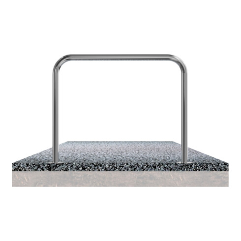 Schake Edelstahlbügel Ø48 mm Länge: 800 mm, Höhe: 800 mm ohne Querholm + Bodenplatte zum Aufdübeln