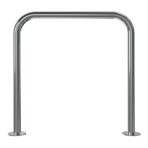 Schake Edelstahlbügel Ø48 mm Länge: 800 mm, Höhe: 800 mm ohne Querholm + Bodenplatte zum Aufdübeln
