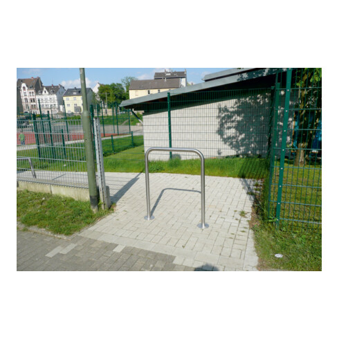 Schake Edelstahlbügel Ø48 mm Länge: 800 mm, Höhe: 800 mm ohne Querholm + Bodenplatte zum Aufdübeln