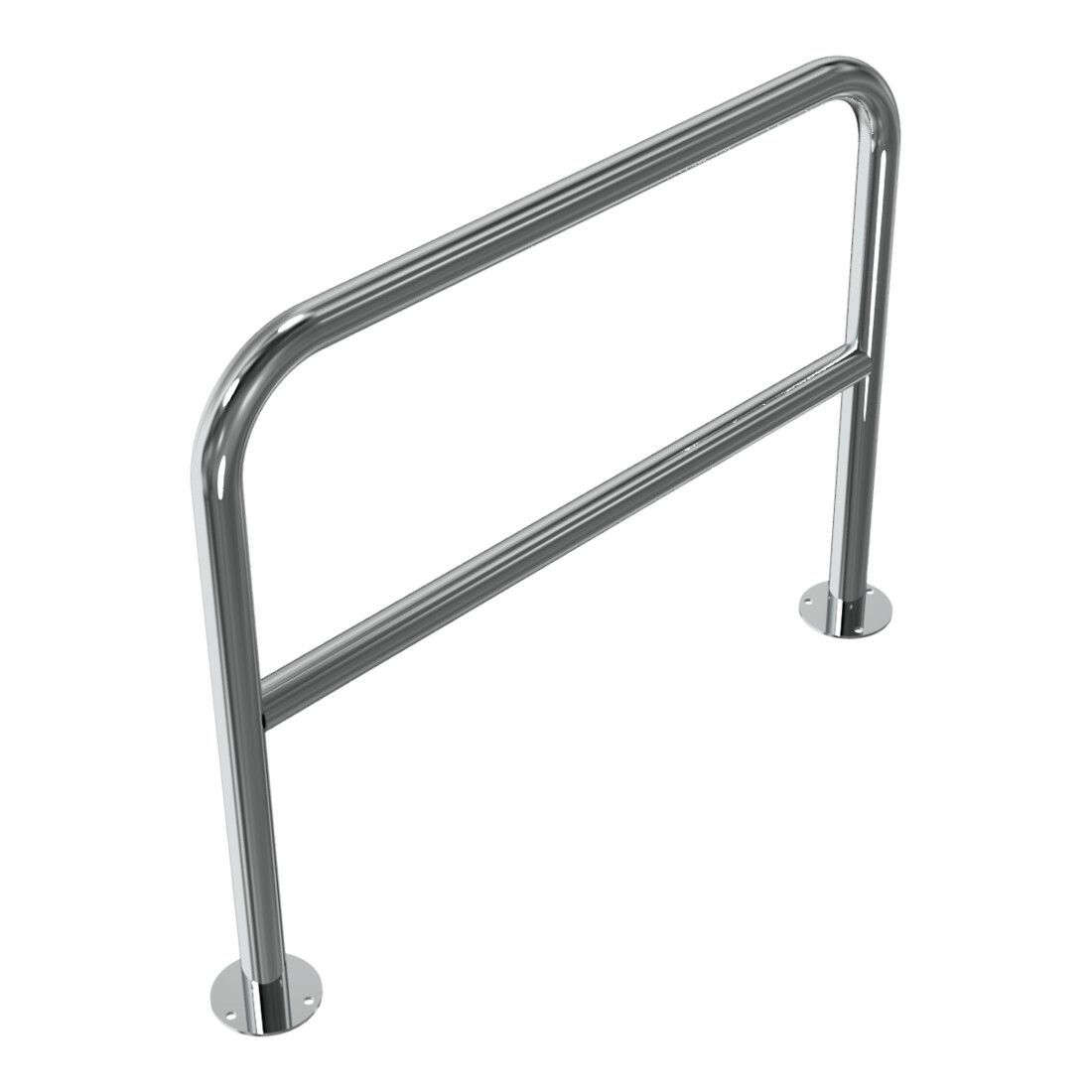 Schake Edelstahlbügel Ø48 mm + Querholm Länge: 1000 mm, Höhe: 800 mm + Bodenplatte zum Aufdübeln