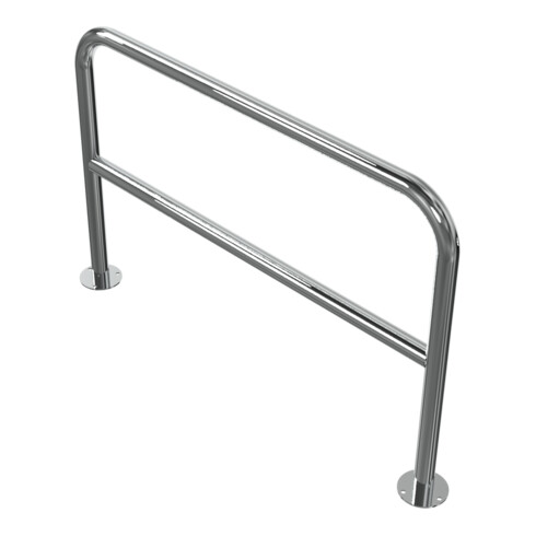 Schake Edelstahlbügel Ø48 mm + Querholm Länge: 1200 mm, Höhe: 800 mm + Bodenplatte zum Aufdübeln