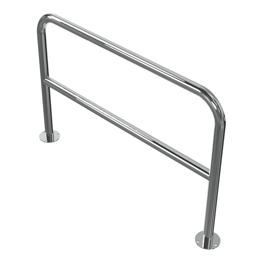 Schake Edelstahlbügel Ø48 mm + Querholm Länge: 1200 mm, Höhe: 800 mm + Bodenplatte zum Aufdübeln