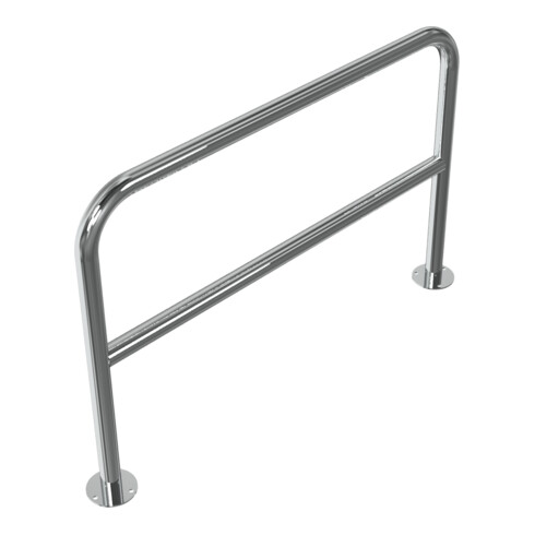 Schake Edelstahlbügel Ø48 mm + Querholm Länge: 1200 mm, Höhe: 800 mm + Bodenplatte zum Aufdübeln