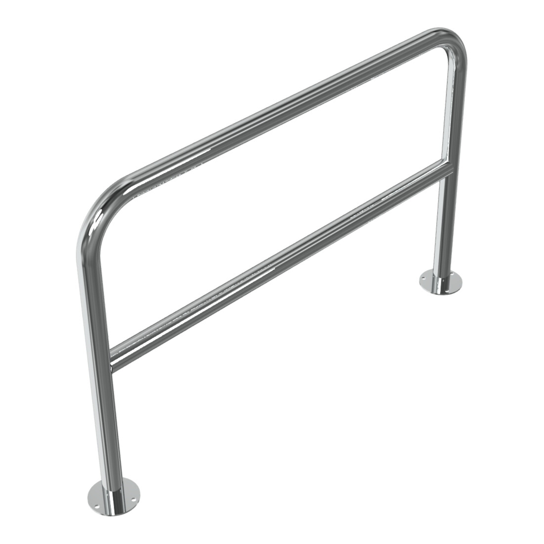 Schake Edelstahlbügel Ø48 mm + Querholm Länge: 1200 mm, Höhe: 800 mm + Bodenplatte zum Aufdübeln