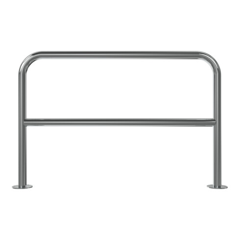 Schake Edelstahlbügel Ø48 mm + Querholm Länge: 1200 mm, Höhe: 800 mm + Bodenplatte zum Aufdübeln