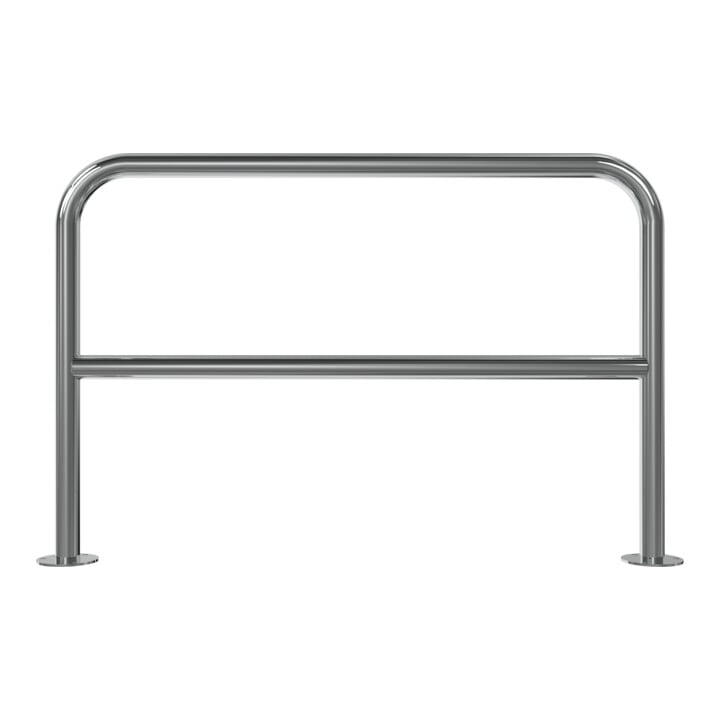 Schake Edelstahlbügel Ø48 mm + Querholm Länge: 1200 mm, Höhe: 800 mm + Bodenplatte zum Aufdübeln