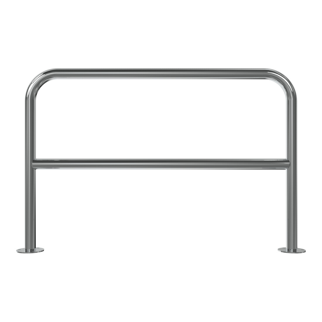 Schake Edelstahlbügel Ø48 mm + Querholm Länge: 1200 mm, Höhe: 800 mm + Bodenplatte zum Aufdübeln