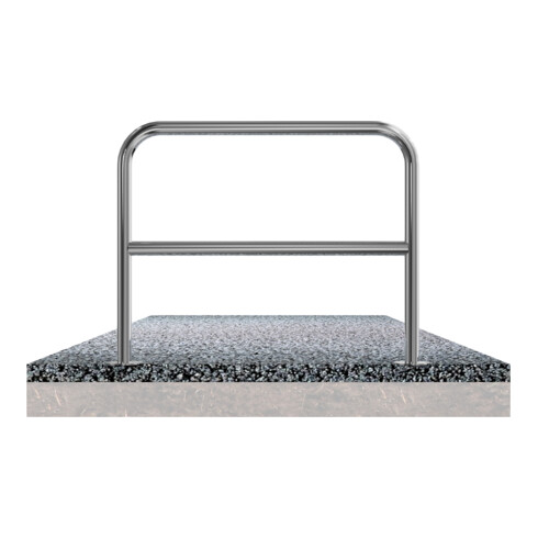 Schake Edelstahlbügel Ø48 mm + Querholm Länge: 800 mm, Höhe: 800 mm + Bodenplatte zum Aufdübeln