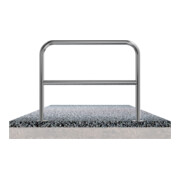 Schake Edelstahlbügel Ø48 mm + Querholm Länge: 800 mm, Höhe: 800 mm + Bodenplatte zum Aufdübeln