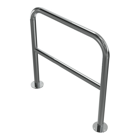 Schake Edelstahlbügel Ø48 mm + Querholm Länge: 800 mm, Höhe: 800 mm + Bodenplatte zum Aufdübeln