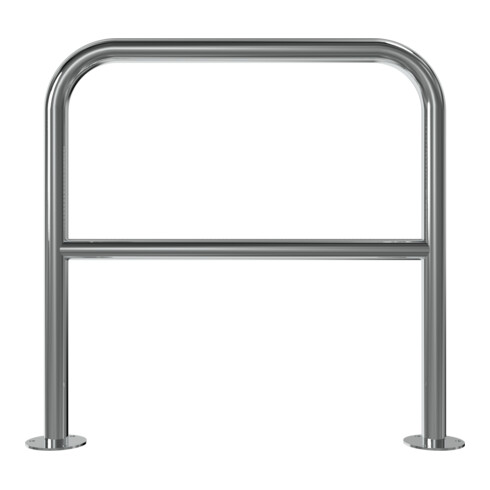 Schake Edelstahlbügel Ø48 mm + Querholm Länge: 800 mm, Höhe: 800 mm + Bodenplatte zum Aufdübeln