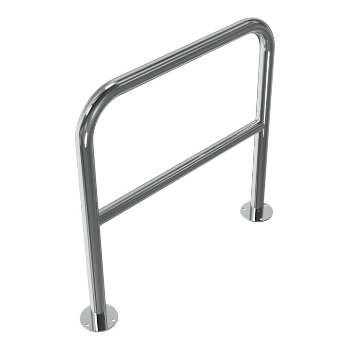 Schake Edelstahlbügel Ø48 mm + Querholm Länge: 800 mm, Höhe: 800 mm + Bodenplatte zum Aufdübeln