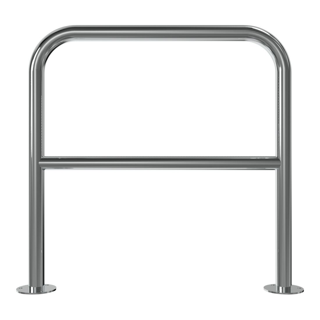 Schake Edelstahlbügel Ø48 mm + Querholm Länge: 800 mm, Höhe: 800 mm + Bodenplatte zum Aufdübeln