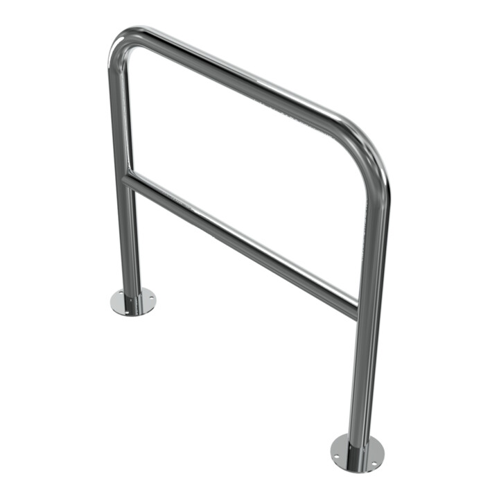 Schake Edelstahlbügel Ø48 mm + Querholm Länge: 800 mm, Höhe: 800 mm + Bodenplatte zum Aufdübeln