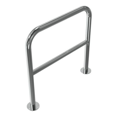 Schake Edelstahlbügel Ø48 mm + Querholm Länge: 800 mm, Höhe: 800 mm + Bodenplatte zum Aufdübeln