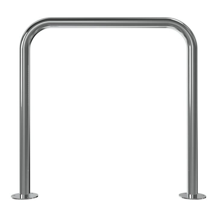 Schake Edelstahlbügel Ø48 mm Länge: 800 mm, Höhe: 800 mm ohne Querholm + Bodenplatte zum Aufdübeln