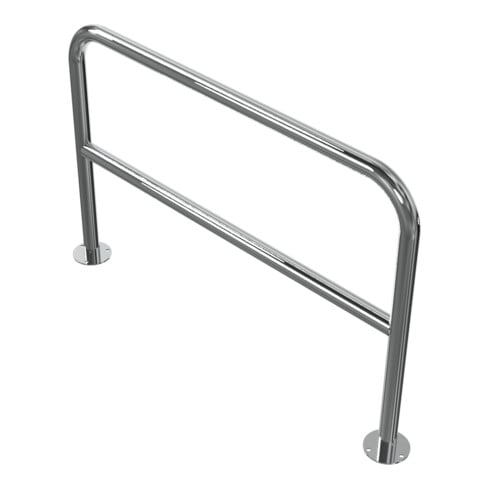 Schake Edelstahlbügel Ø48 mm + Querholm Länge: 1200 mm, Höhe: 800 mm + Bodenplatte zum Aufdübeln