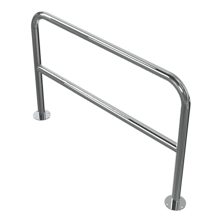 Schake Edelstahlbügel Ø48 mm + Querholm Länge: 1200 mm, Höhe: 800 mm + Bodenplatte zum Aufdübeln