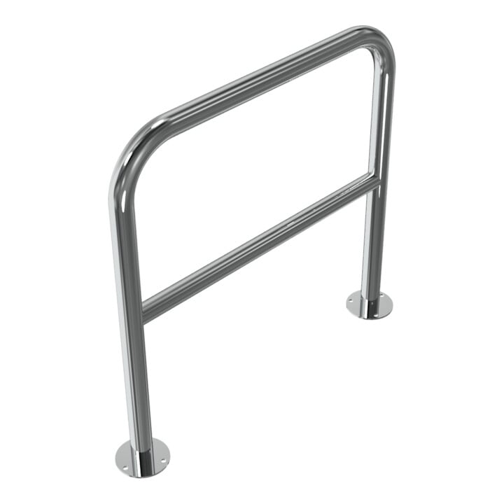 Schake Edelstahlbügel Ø48 mm + Querholm Länge: 800 mm, Höhe: 800 mm + Bodenplatte zum Aufdübeln