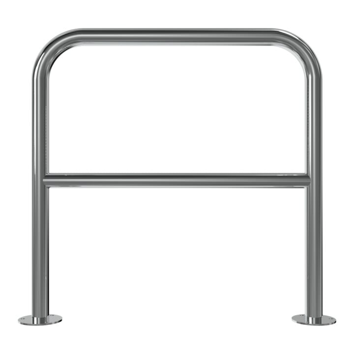 Schake Edelstahlbügel Ø48 mm + Querholm Länge: 800 mm, Höhe: 800 mm + Bodenplatte zum Aufdübeln