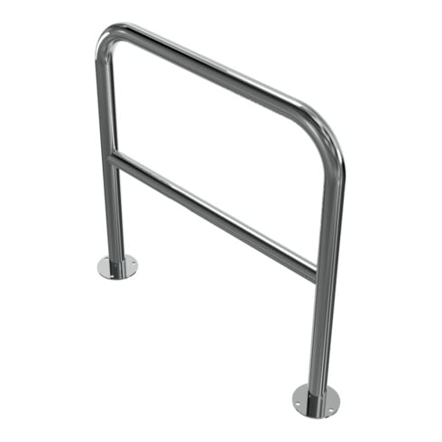 Schake Edelstahlbügel Ø48 mm + Querholm Länge: 800 mm, Höhe: 800 mm + Bodenplatte zum Aufdübeln