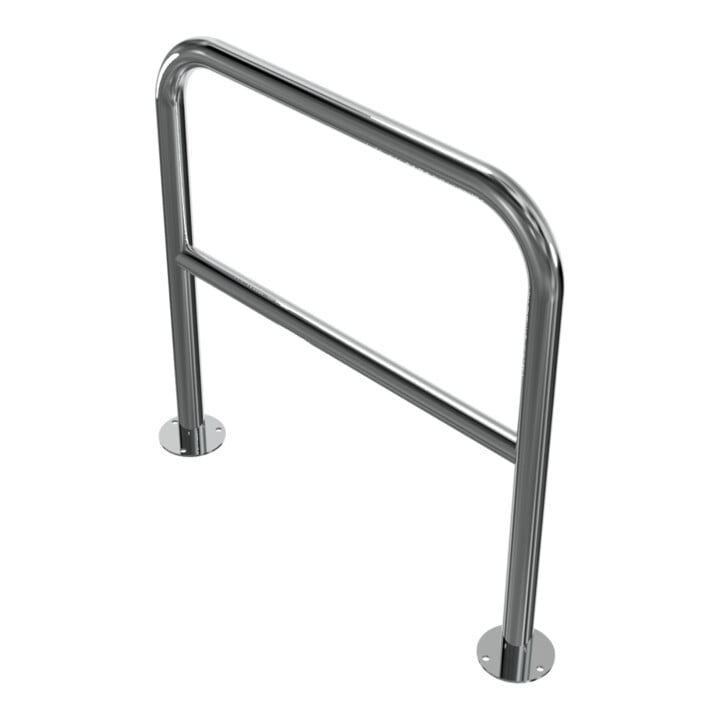 Schake Edelstahlbügel Ø48 mm + Querholm Länge: 800 mm, Höhe: 800 mm + Bodenplatte zum Aufdübeln