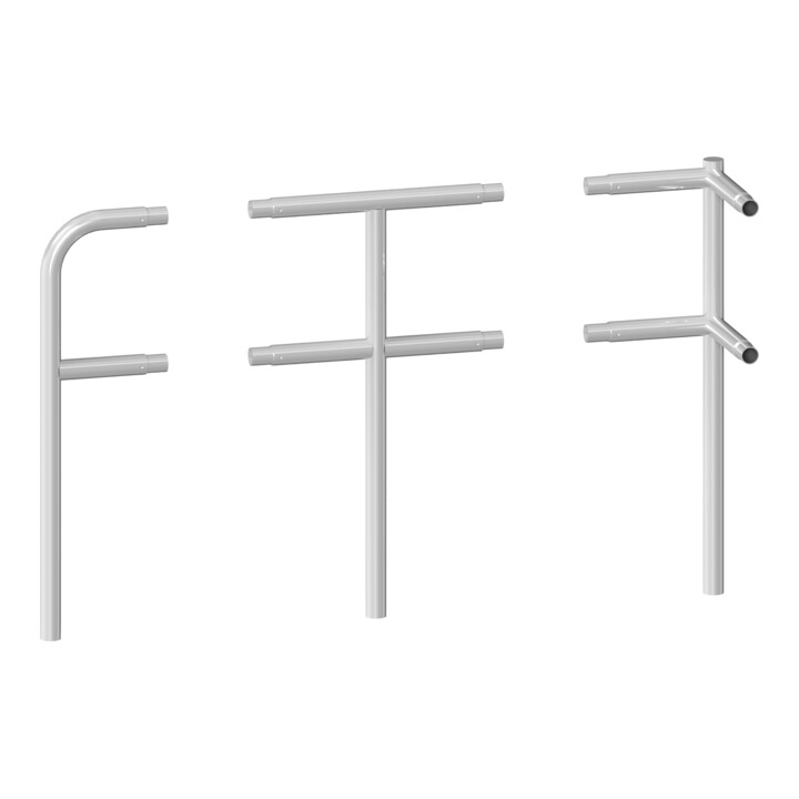 Schake Endpfosten gebogen für Schutzgeländer Ø48mm Breite: ca. 250mm, Höhe über Flur: 1000 mm + Querholm, zum Einbetonieren, feuerverzinkt