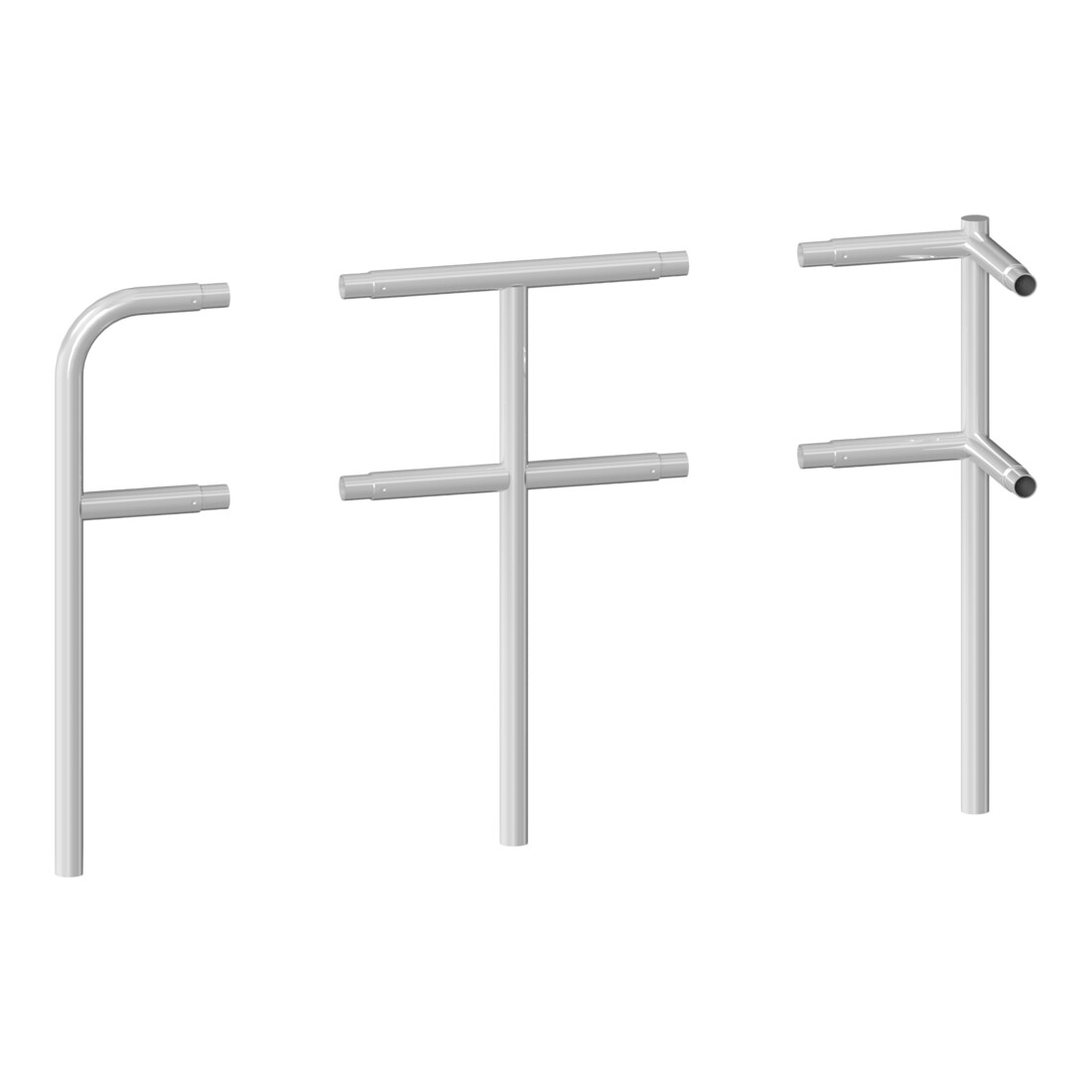Schake Endpfosten gebogen für Schutzgeländer Ø48mm Breite: ca. 250mm, Höhe über Flur: 1000 mm + Querholm, zum Einbetonieren, feuerverzinkt