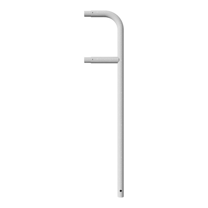 Schake Endpfosten gebogen für Schutzgeländer Ø48mm Breite: ca. 250mm, Höhe über Flur: 1000 mm + Querholm, zum Einbetonieren, feuerverzinkt