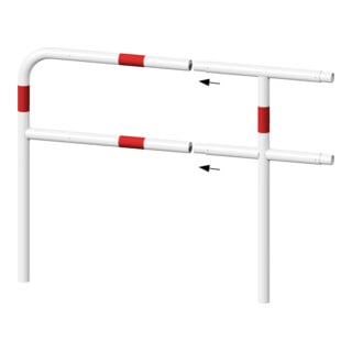 Schake Endpfosten gebogen für Schutzgeländer Ø48mm Breite: ca. 250mm, Höhe über Flur: 1000 mm + Querholm, zum Einbetonieren, weiß / rot