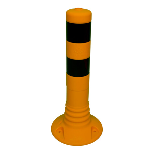 Schake Flexipfosten gelb, selbstaufrichtend, Ø 80 mm, Höhe: 450 mm + 2 schwarzen Streifen, inkl Befestigungsmaterial
