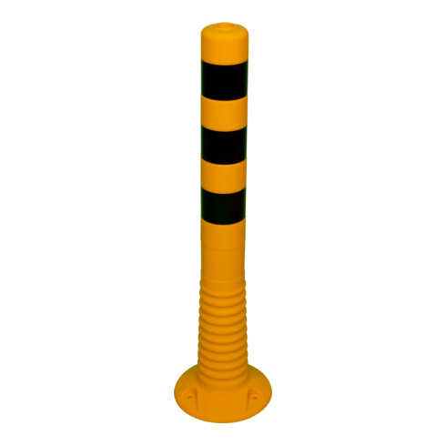 Schake Flexipfosten gelb, selbstaufrichtend, Ø 80 mm, Höhe: 750 mm + 3 schwarzen Streifen, inkl Befestigungsmaterial