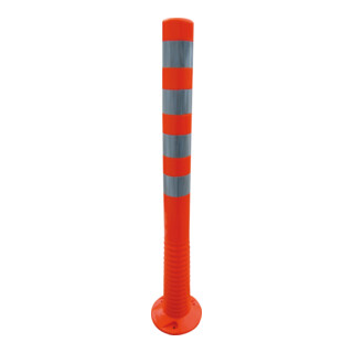 Schake Flexipfosten rot, selbstaufrichtend, Ø 80mm, Höhe: 1000mm + 4 weiß refl. Streifen, inkl Befestigungsmaterial