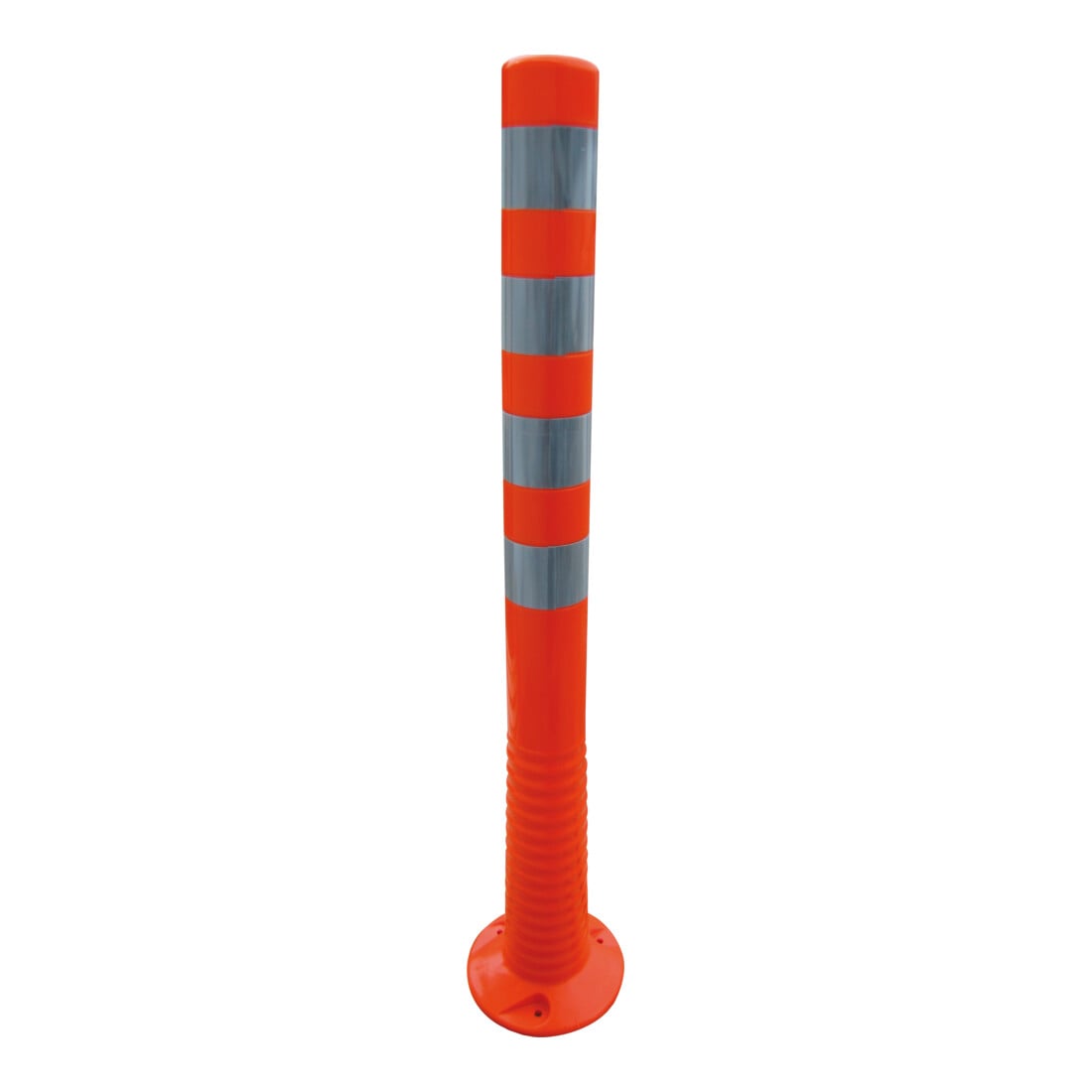 Schake Flexipfosten rot, selbstaufrichtend, Ø 80mm, Höhe: 1000mm + 4 weiß refl. Streifen, inkl Befestigungsmaterial