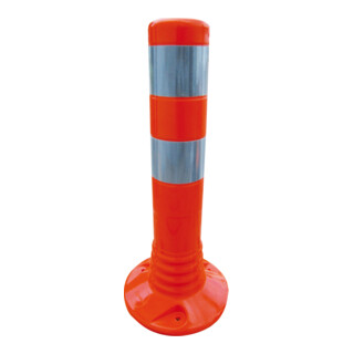 Schake Flexipfosten rot, selbstaufrichtend, Ø 80mm, Höhe: 450mm + 2 weiß refl. Streifen, inkl Befestigungsmaterial
