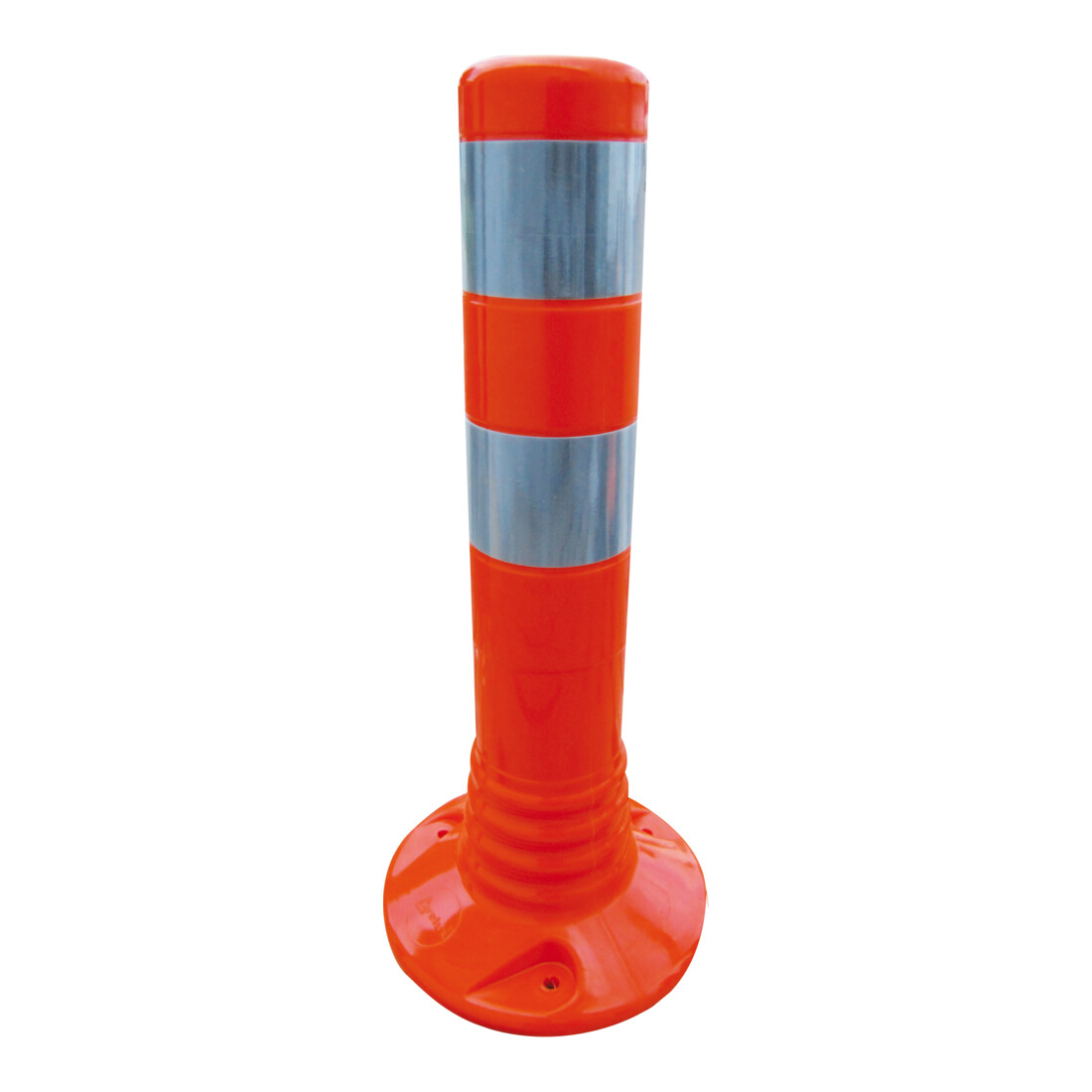 Schake Flexipfosten rot, selbstaufrichtend, Ø 80mm, Höhe: 450mm + 2 weiß refl. Streifen, inkl Befestigungsmaterial