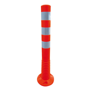 Schake Flexipfosten rot, selbstaufrichtend, Ø 80mm, Höhe: 750mm + 3 weiß refl. Streifen, inkl Befestigungsmaterial
