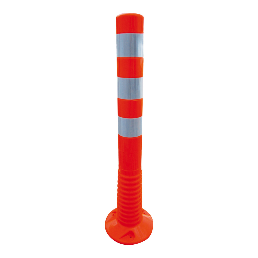 Schake Flexipfosten rot, selbstaufrichtend, Ø 80mm, Höhe: 750mm + 3 weiß refl. Streifen, inkl Befestigungsmaterial