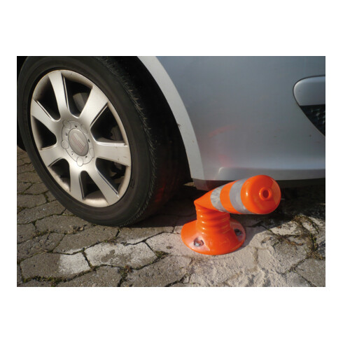 Schake Flexipfosten schwarz, selbstaufrichtend, Ø 80mm, Höhe: 1000mm + 4 gelb refl. Streifen, inkl Befestigungsmaterial