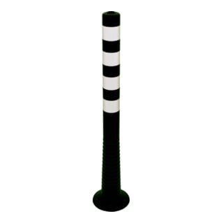 Schake Flexipfosten schwarz, selbstaufrichtend, Ø 80mm, Höhe: 1000mm + 4 weiß refl. Streifen, inkl Befestigungsmaterial