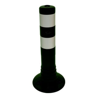 Schake Flexipfosten schwarz, selbstaufrichtend, Ø 80mm, Höhe: 450mm + 2 weiß refl. Streifen, inkl Befestigungsmaterial